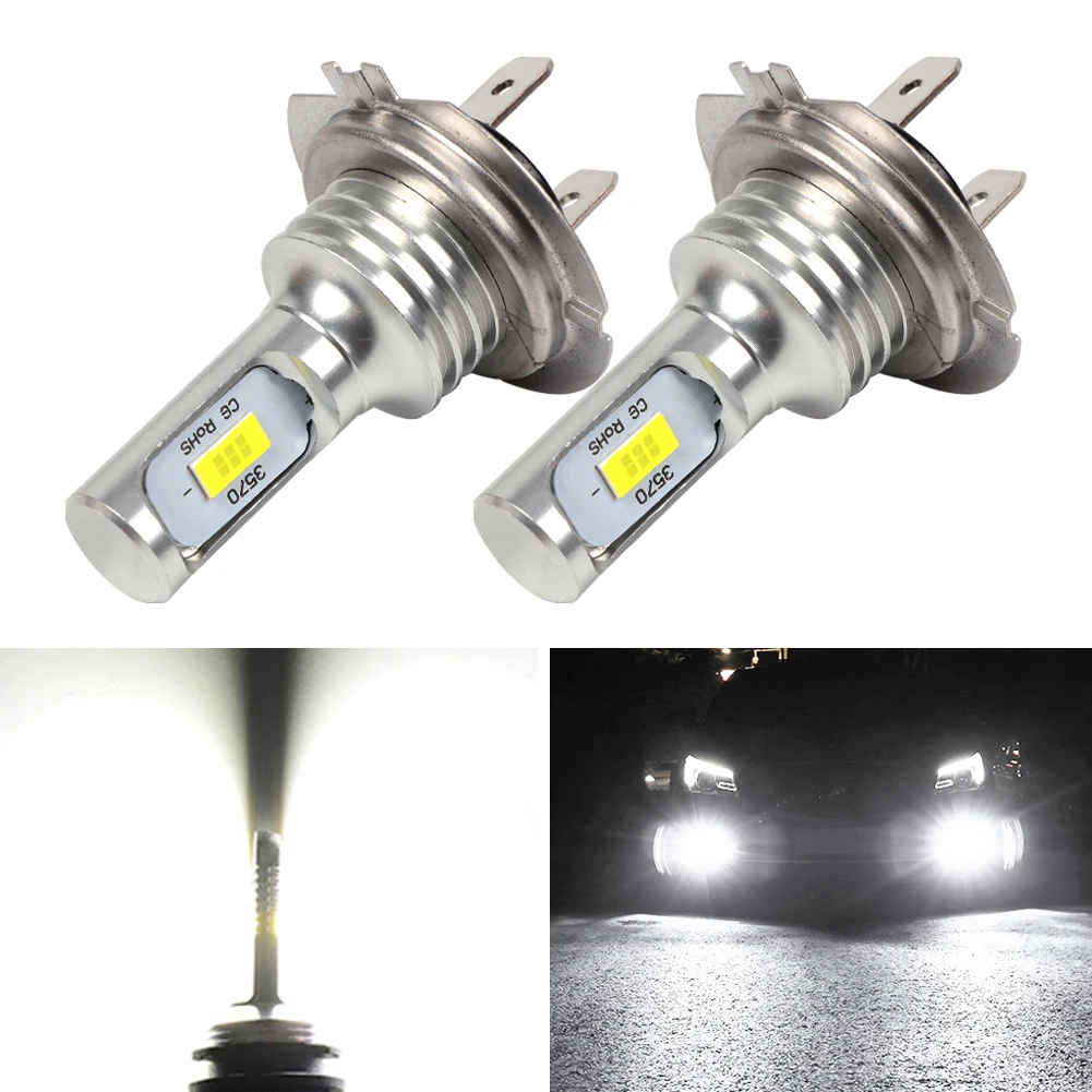 2Pcs H7 Led Bulbs Headlight Kit 80W 10000LM Hi Or Lo Beam Bulbs 6000K White IP68 Waterproof Canbus Light Bulbs On Cars Accessory