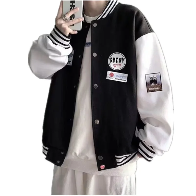 

Men's baseball jacket American Spring and Autumn jacket Hong Kong style loose casual baseball jacket Men's jacket A0037