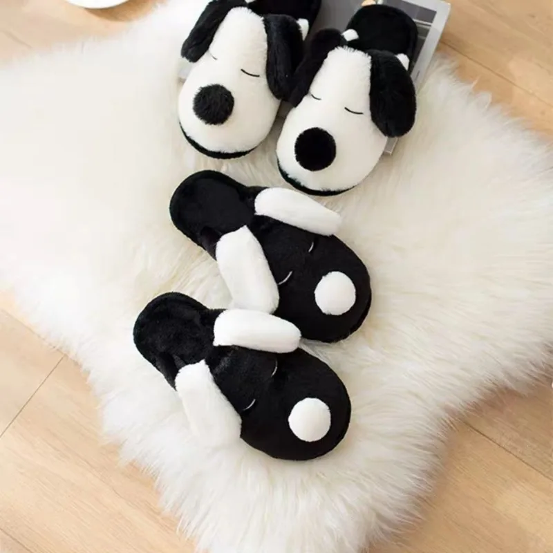 รองเท้าแตะลายการ์ตูนสนูปปี้ ใส่ในบ้านช่วงฤดูหนาว กันกลิ่น รองเท้าแตะผ้าฝ้ายลายการ์ตูน สำหรับคู่รัก นักเรียน หอพัก น่ารัก อุ่นสบาย