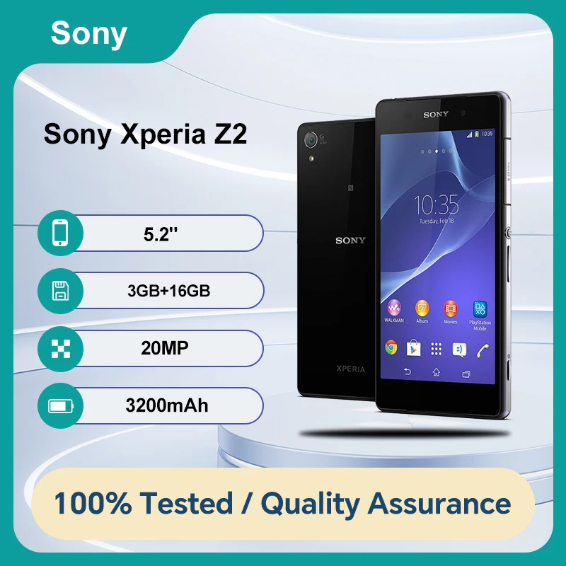 غير مقفلة الأصلي سوني اريكسون Z2 4G D6503 NFC بلوتوث 16GB 3GB RAM 5.2 بوصة 20MP أندرويد 4.4.2 3200mAh