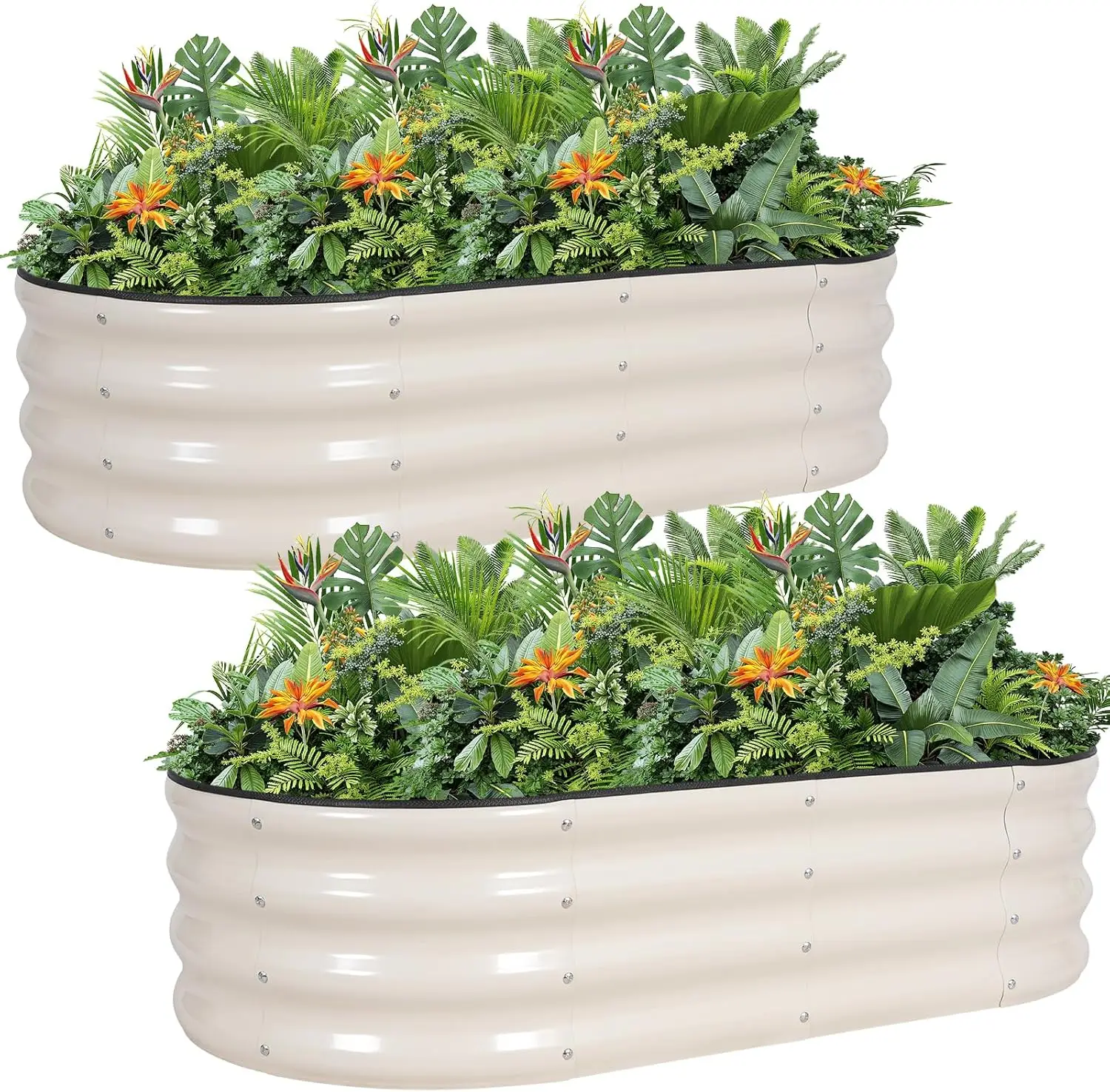 

Galvanized Metal Raised Garden Bed Kit - 4x2x1FT Outdoor Planter Box with Safety Edging and Gloves for Vegetables, Fruits, Flowe