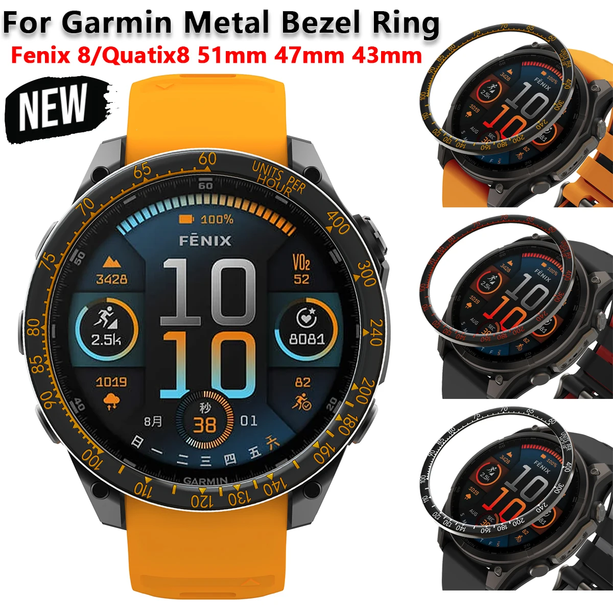 Edelstahl-Stoßstangenabdeckung für Garmin Fenix 8 51 mm 43 mm 47 mm Paste installieren Metall-Lünettenring schützende Quatix8 51 43 47 mm