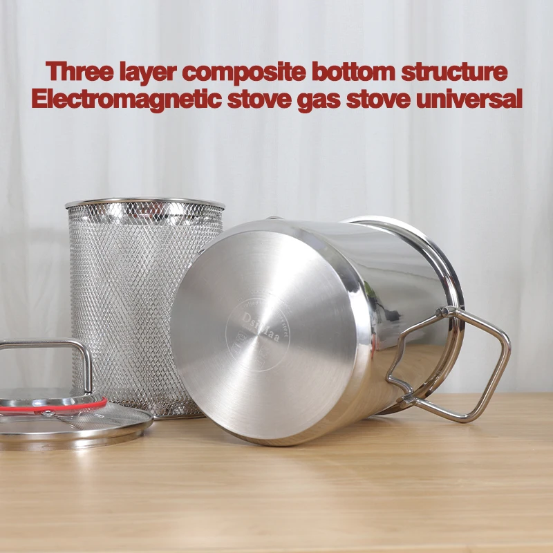 304 Stainless Steel Fryer Potato Household Kitchen Dumpling Fryer Filter Colander Metal Kitchenware