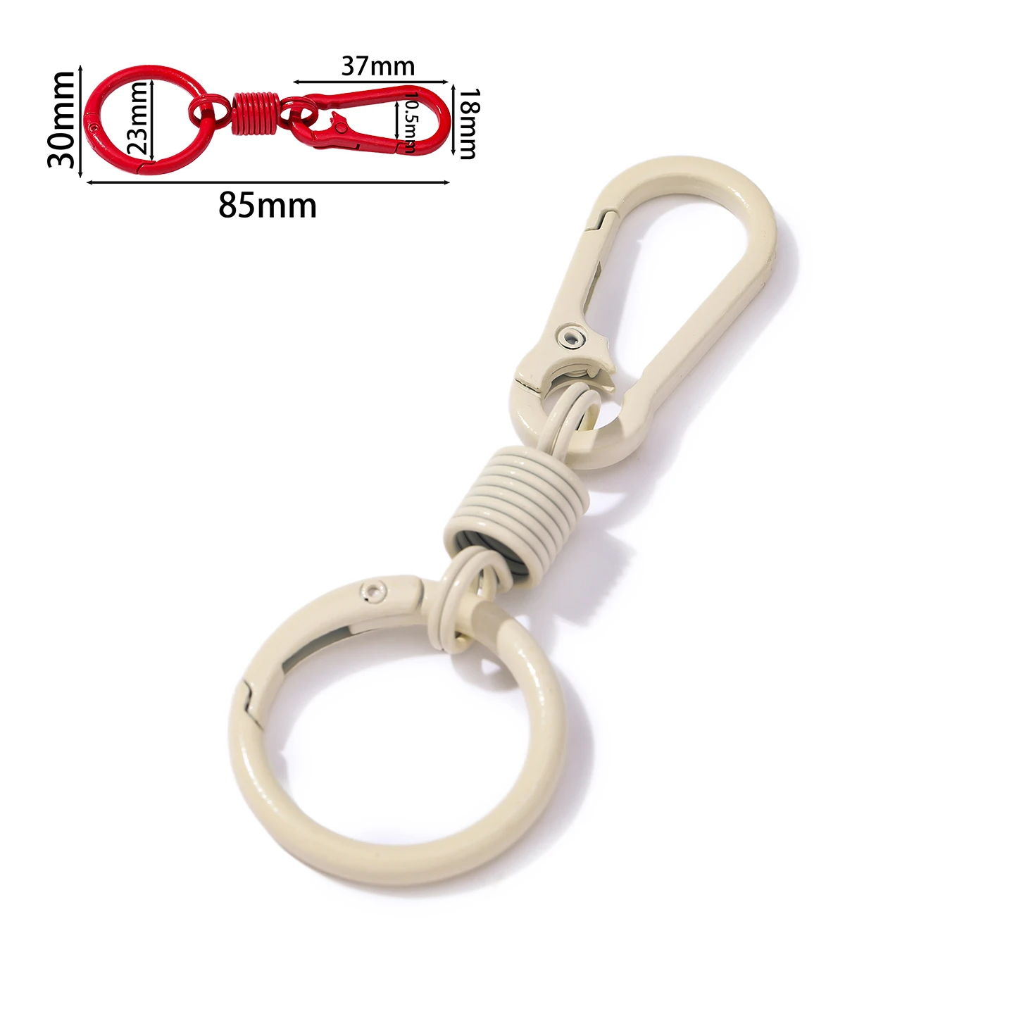 2pcs/Lots 30*85mm Alloy Colorful Spring Keychain With Holder Carabiner Buckle for DIY Gifts Jewelry Accessories