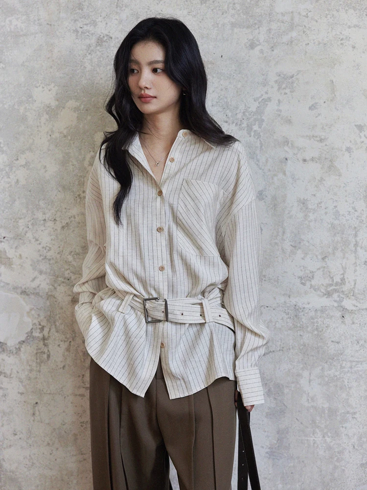 

High nce Sensation Striped irt Women's Design Wide Waist Belt Waist Inward Vintage Top by Er Yang Design