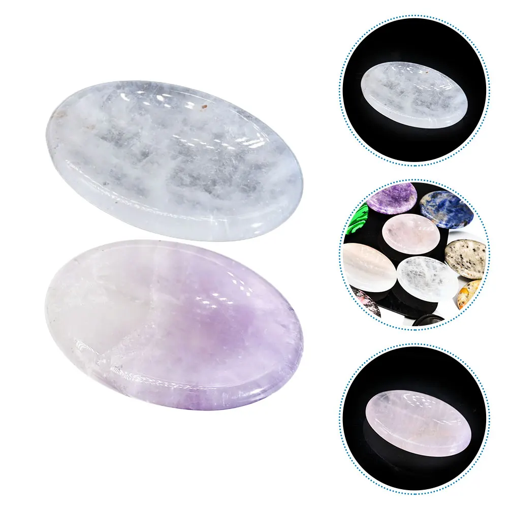 

2 Pcs Facial Scrapping Plate Arm Massaging Tool Worry Stone Guasha Face Massage Body Scraping Natural Crystal Massager