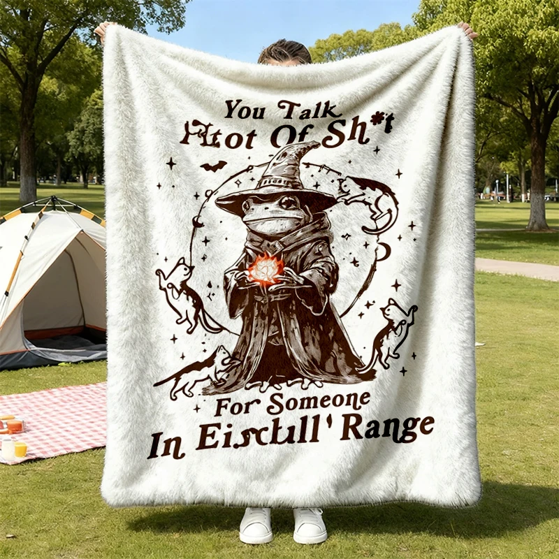 You Talk A Lot Of Sh t For Someone In Fireball Range Flannel Blanket, Funny Frog Wizard Flannel Throw