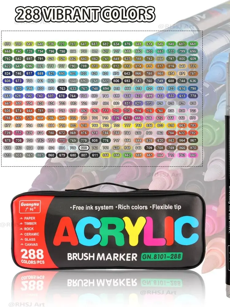 288 Kleuren 2026 Nieuwe Acrylverfmarkers Zachte Penseelpunt Verfpennen en Verfmarkers Acrylverfpennen DIY Knutselen Professioneel - afbeelding 2