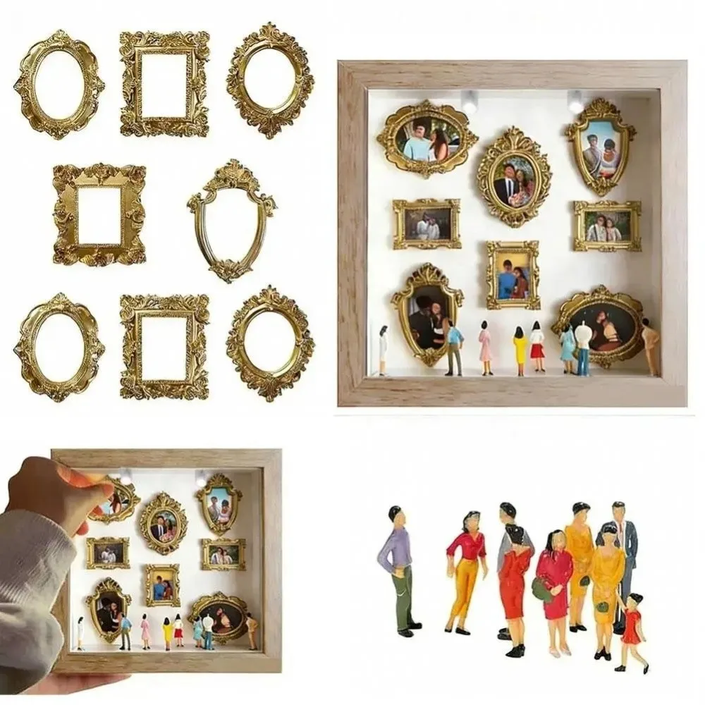

Mini Figurines DIY Mini Museum Silhouette Box Gold Frames Memory Preservation Shadow Box Frame Photo Frame Travel Memories