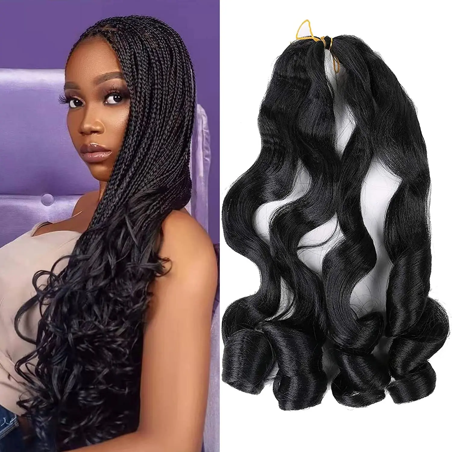 

Pre Stretched Loose Wavy Braiding Hair Bouncy Braiding Hair Synthetic Hair Extensions French Curls For Different Styles 1B