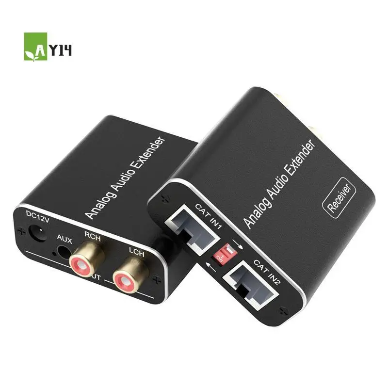 AY14 -3.5Mm RCA Analog Audio Extender Support 1640FT Max Signal Extension, Dual CAT Cable Ports For Phone/ MP3/ Blu-Ray Player