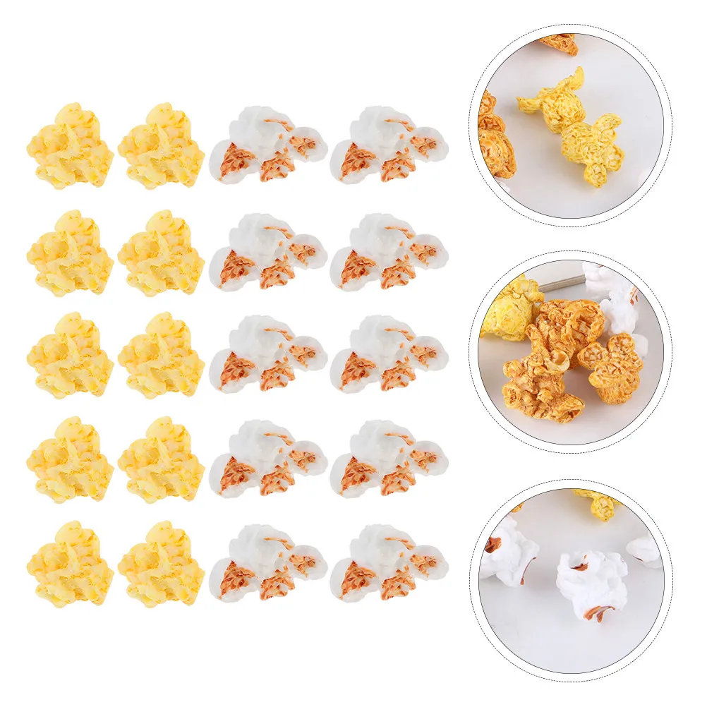 30 قطعة من زينة الفشار الراتنجية الأنيقة، إكسسوارات حرفية للهاتف والمجوهرات، زخرفة إبداعية على شكل فشار