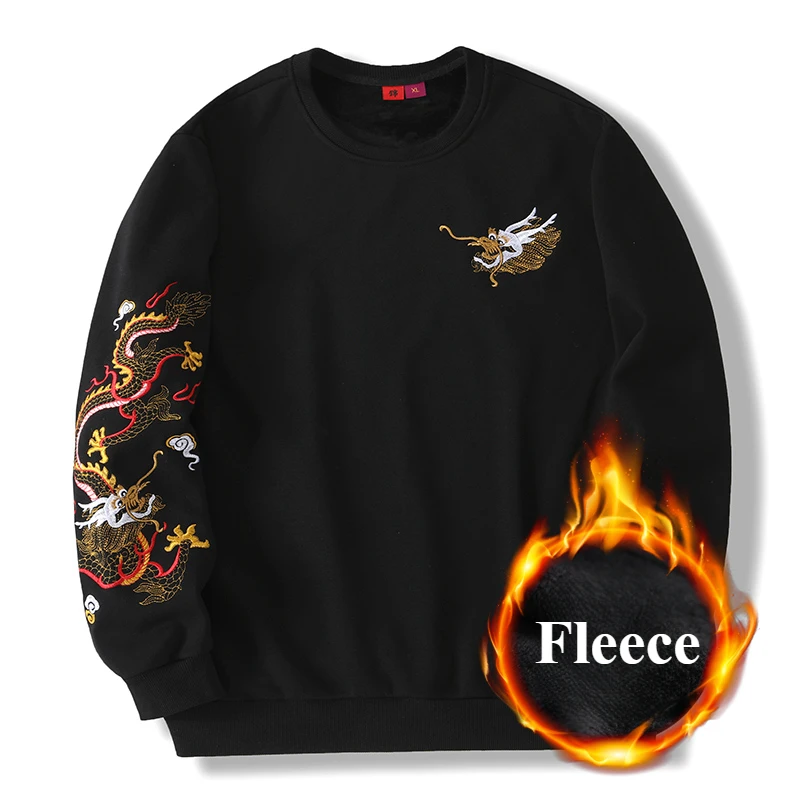 Chinese Dragon Embroidery Hoodie Fashion Men Streetwear Harajuku Pullover Sweatshirt Casual Hoodie Hip Hop Oversized Cotton Tops