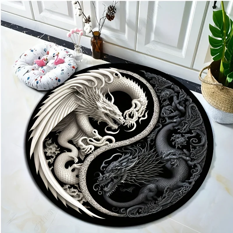 VIKAMA Entrance Door Mat Non-slip Wear-resistant Dirt-resistant Carpet Semi-circular Line Texture Rug Outdoor Home Decor Mat