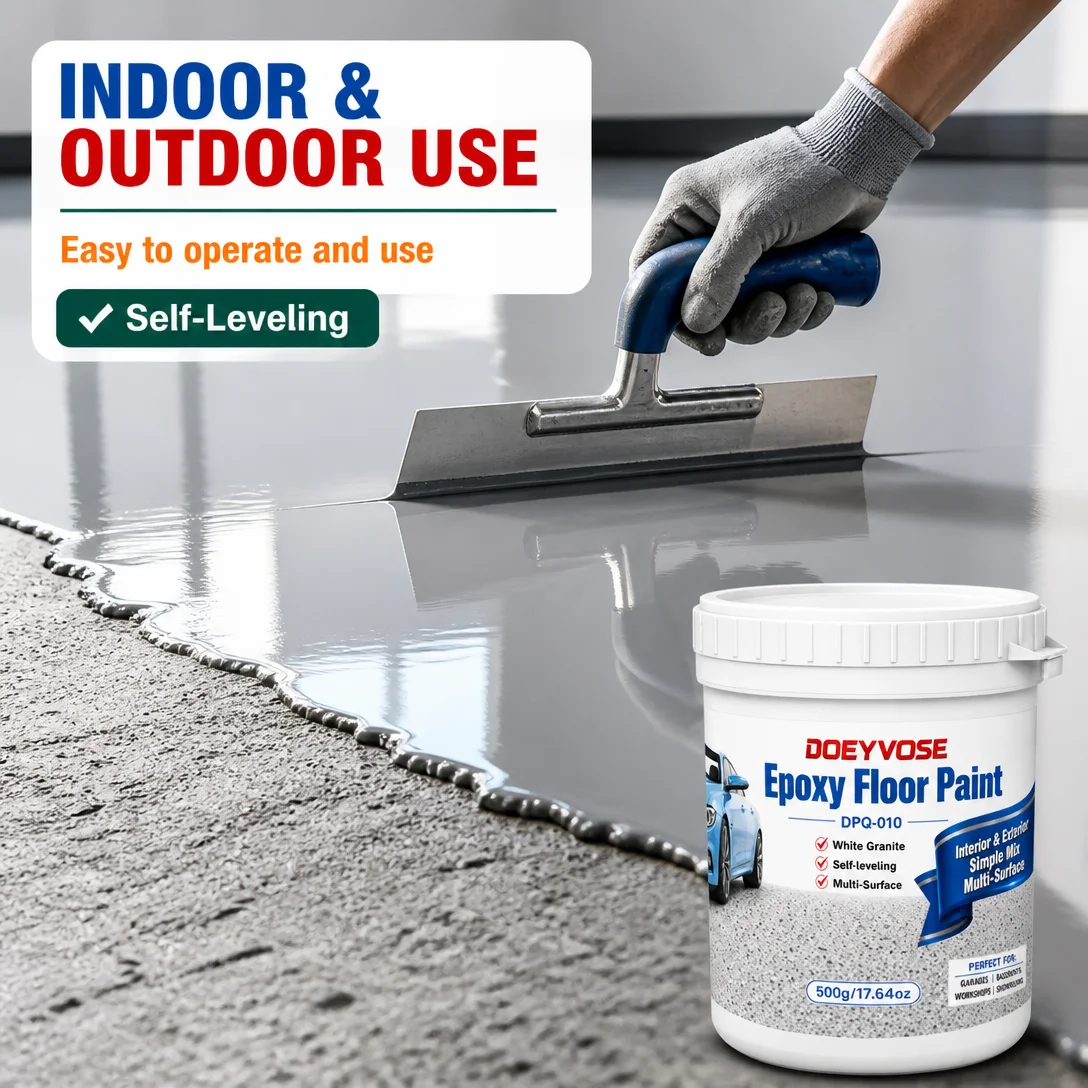 Self‑Leveling White Granite Epoxy Coating 500g Garage Warehouse Floor Paint