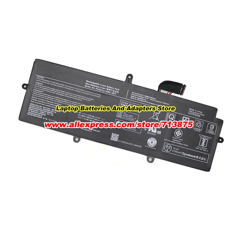 Genuine PA5331U-1BRS Battery For Toshiba Dynabook Portege A30-E Series 4ICP4/63/68 Li-Polymer 15.4V 42Wh 2700mAh