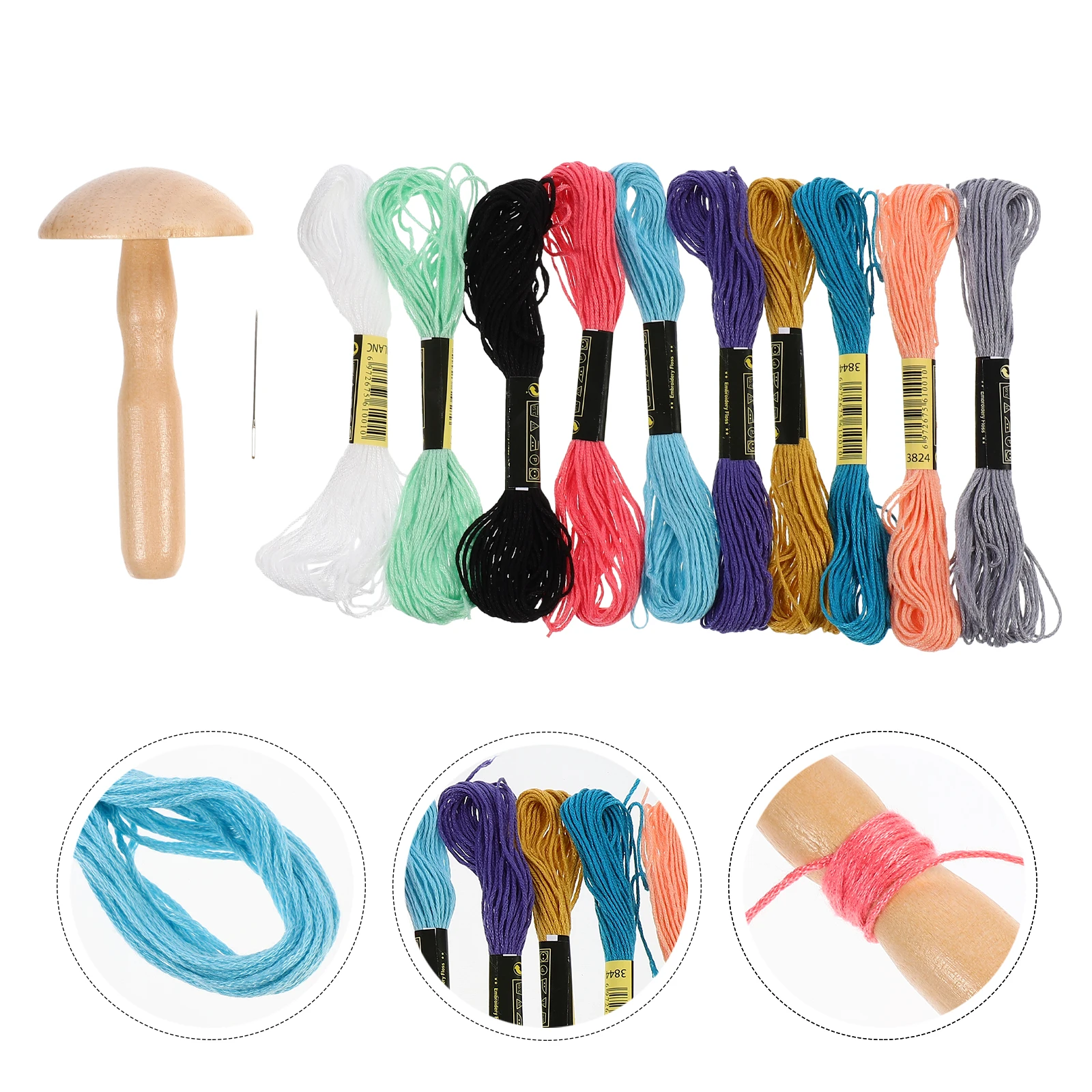

1 Set Wooden Mushroom Darning Tool Rustproof Durable Sewing Patching Kit For Socks Clothes Home Use Lightweight Solid Threaded