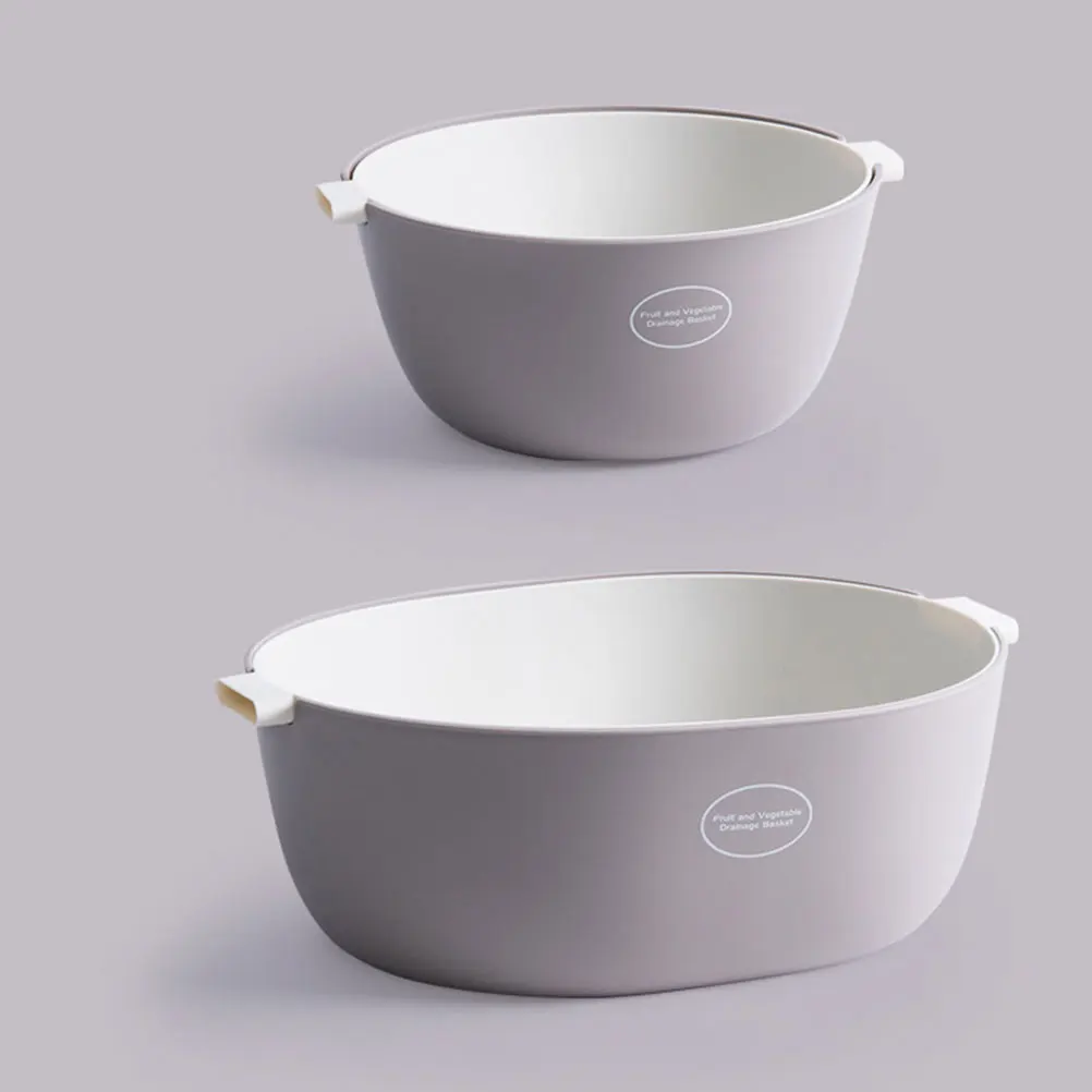 

Multi Purpose Drainage Basket PP Material Fruit Vegetable Wash Bowl Kitchen Gadget Double Layers Hollow Design