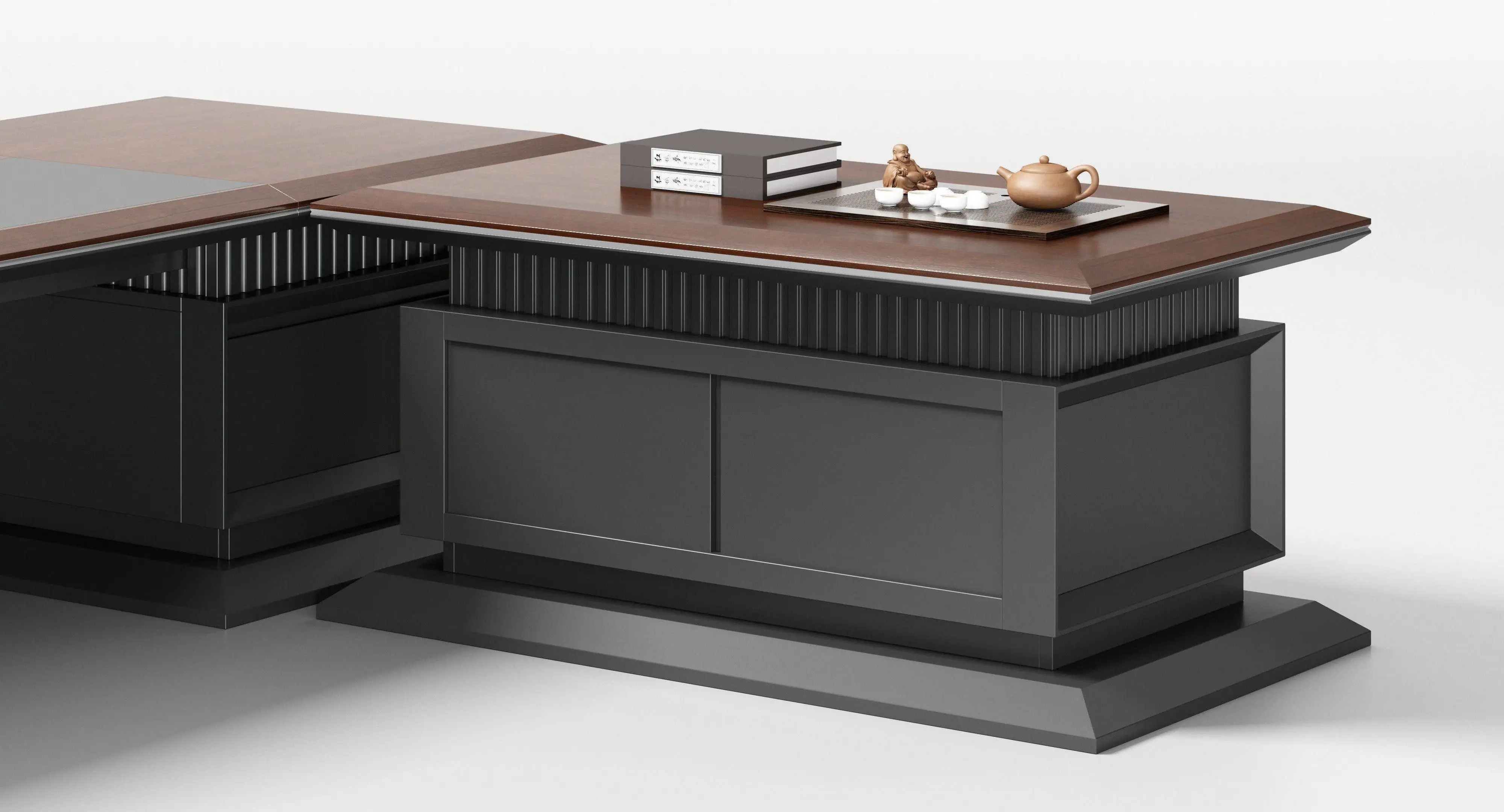 Contemporary Luxury Executive Office Desk For Boss Or Manager Convertible Wood Panel Design For CEOs