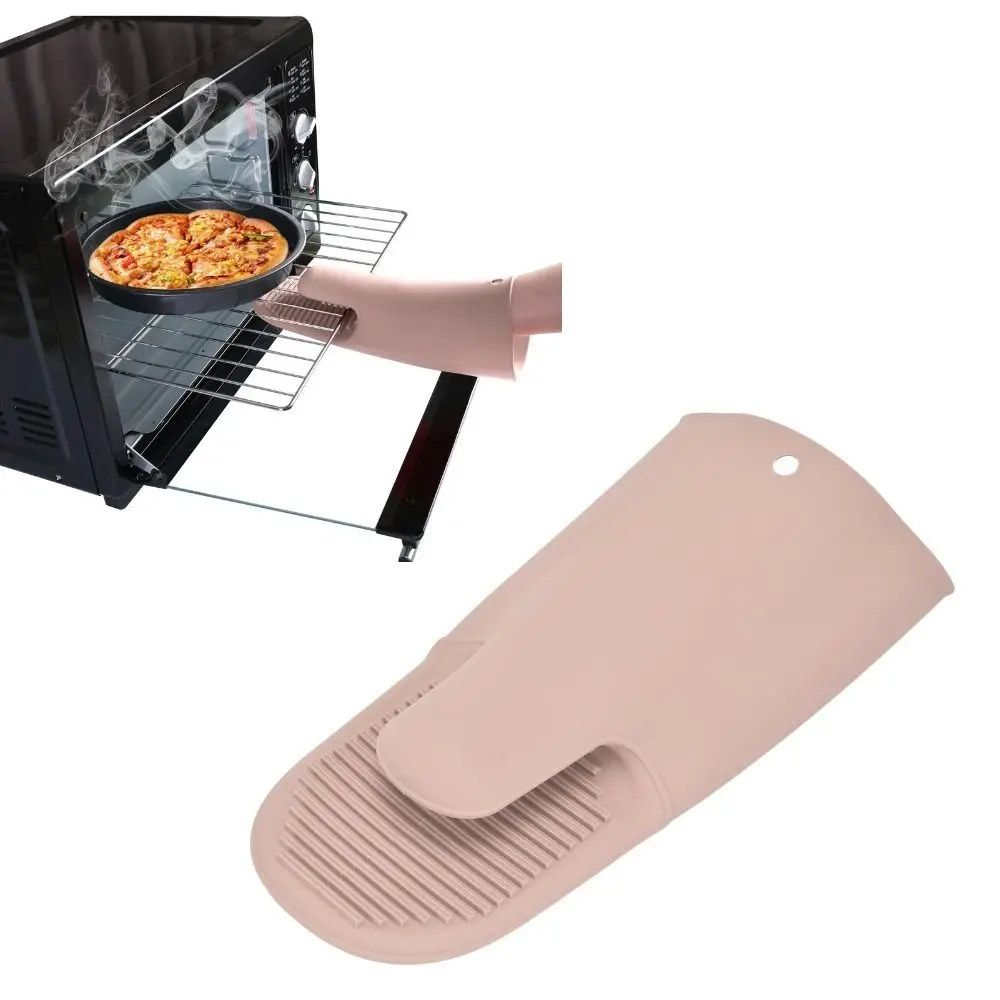 2pcs Silicone Silicone Heat Gloves Extended Design Quilted Liner Anti Slip Gloves Heat Resistant Non-Slip Textured Grip