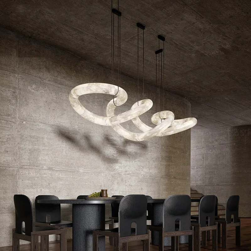 Dining Room Alabaster Chandelier Spanish Marble Ceiling Pendant Lights For Kitchen Living Room Loft Desiginer Marble Chandeliers