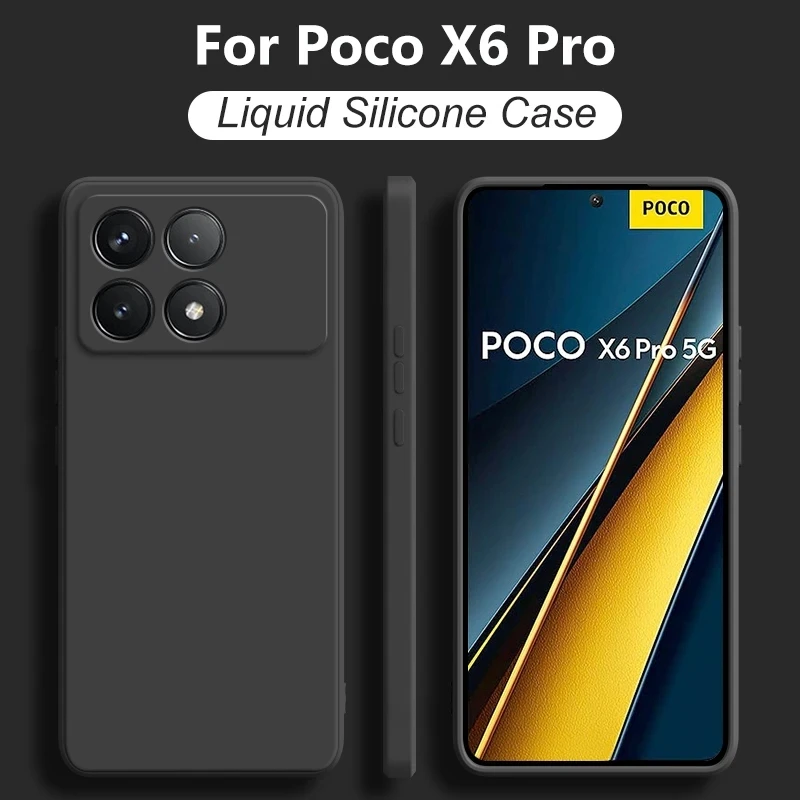 Poco X6 Pro 5G Case Origina Liquid Silicone Camera Lens Protector Phone Case For Xiaomi Poco X6 X 6 Pro Pocox6 Pro 5G Soft Cover