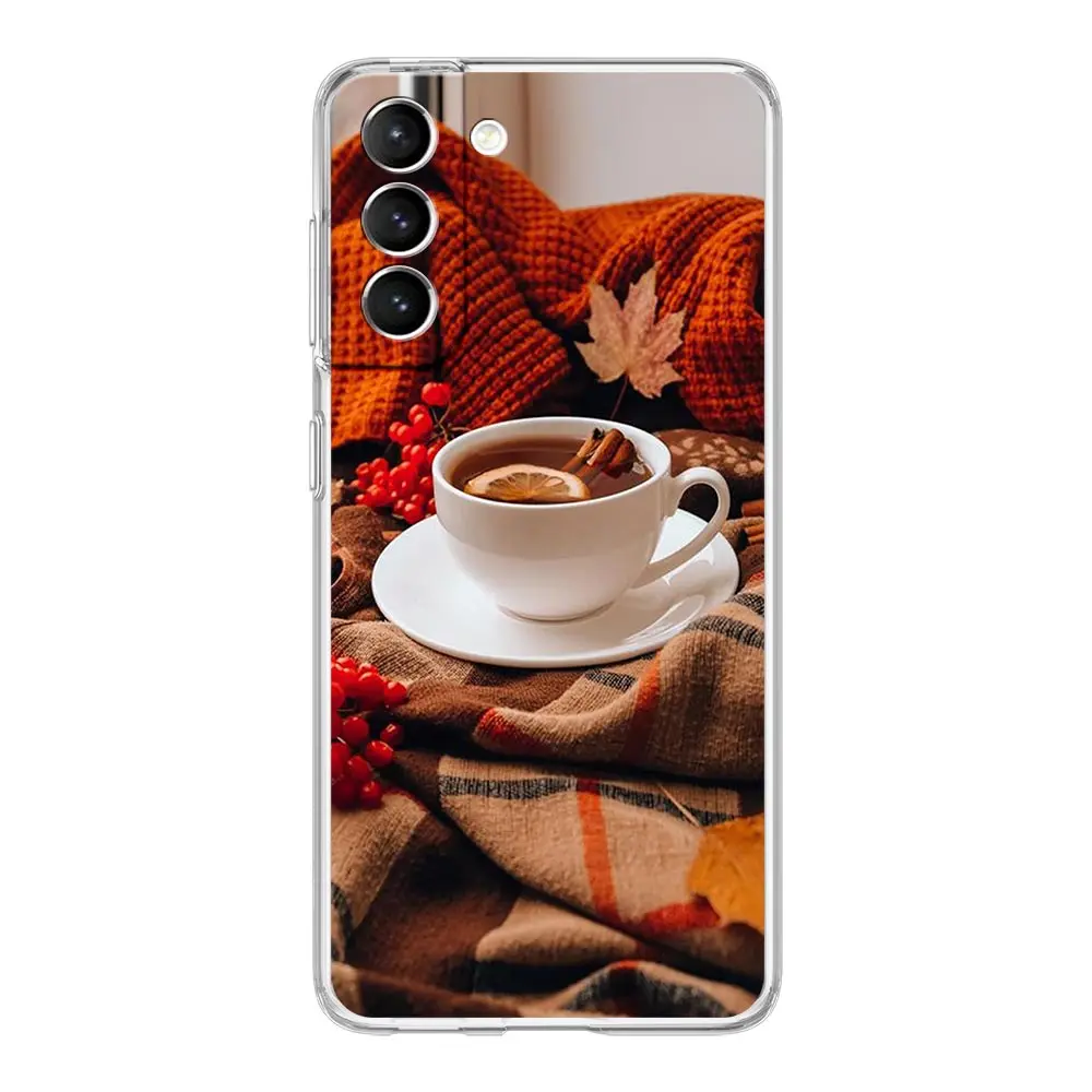 Leaves Maple Leaf Autumn Phone Case For Samsung Galaxy S21 Plus S20 FE S22 Ultra 5G S10E S10 S9 S8 Note 20 10 Lite Clear Cover