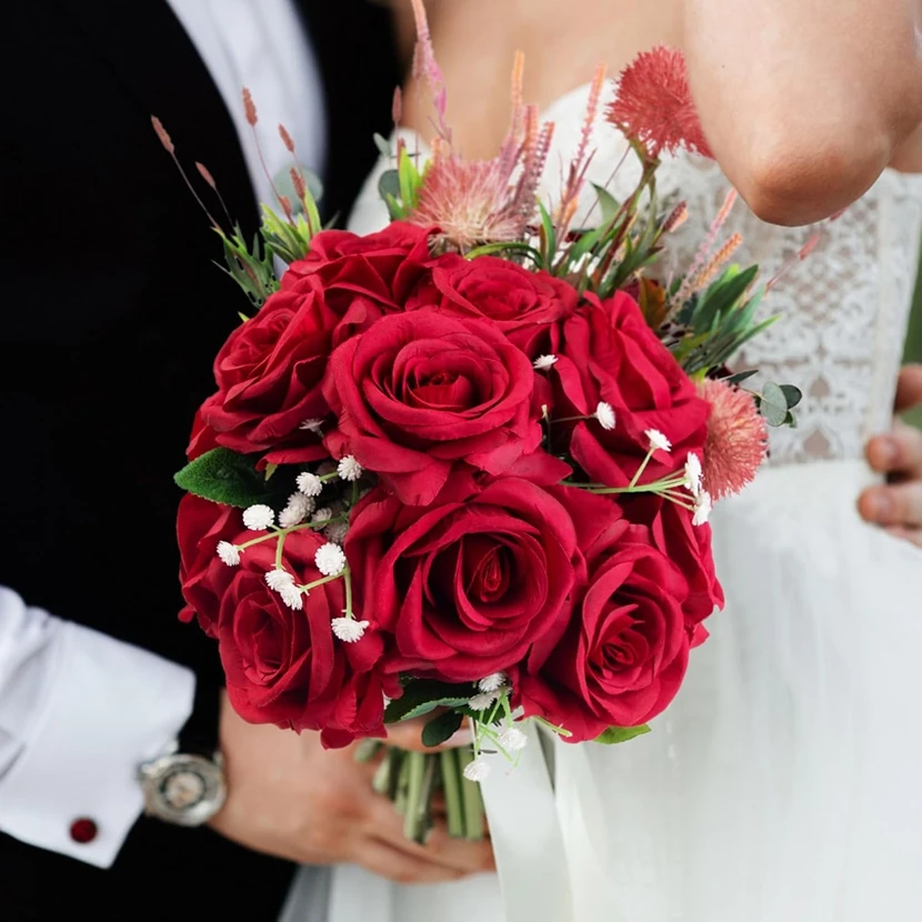 

15pcs Artificial Flowers Silk Roses Festival Home Vase Decor Room Wedding Party Wreath Bridal Bouquets Outdoor Garden Diy Gifts