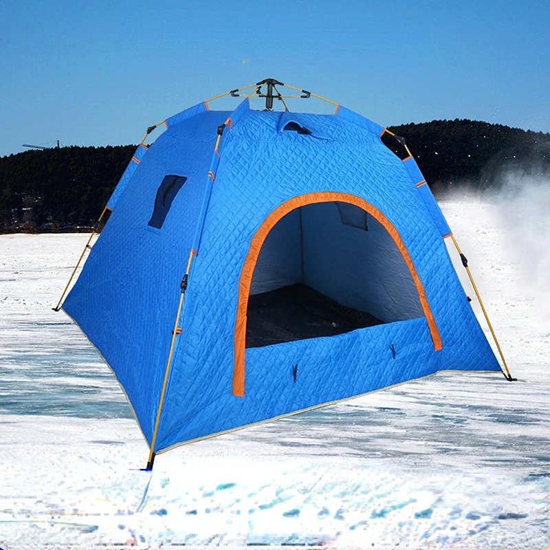 3-4 Person Automatic Winter Ice Fishing Tent Hiking Keep Warm Windproof Anti Rain Outdoor Camping Beach Portable Car Relief BBQ