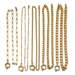 1PC Stainless Steel 45cm Basic Link Chian Bracelet Necklace Women Men Anchor Clasp Beads Chain Sailor Wheel DIY Jewelry Findings