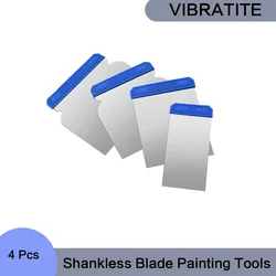 Shankless Lâmina Ferramentas De Pintura, Putty Knife, Parede Plastering Lâmina De Limpeza, Mão Construção Pá, Misturando Putty, 4 Pcs