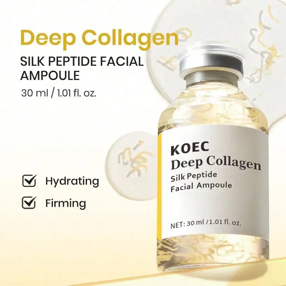 Deep Collagen Silk Peptide Facial Ampoule, Collagen Silk Peptide Facial Ampoule Serum, Dual Pentapeptide Hexapeptide Gentle Skin Essence, Improves Rough Dull Skin Texture, Practical Ladies Beauty Gift