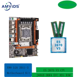 X99 LGA 2011-3 zestaw płyt głównych z Intel Xeon E5 2670 V3 CPU i 16GB(2*8GB) DDR4 2133MHz ECC REG zestaw pamięci Combo SATA USB 3.0