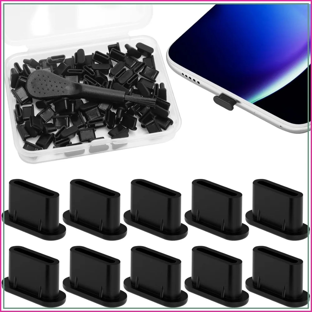 100 Pcs USB C Dust Plugs, Type C Cleaning Kit with Brush for Phone Charging Port, Compatible with Apple 15, Samsung S20-S23