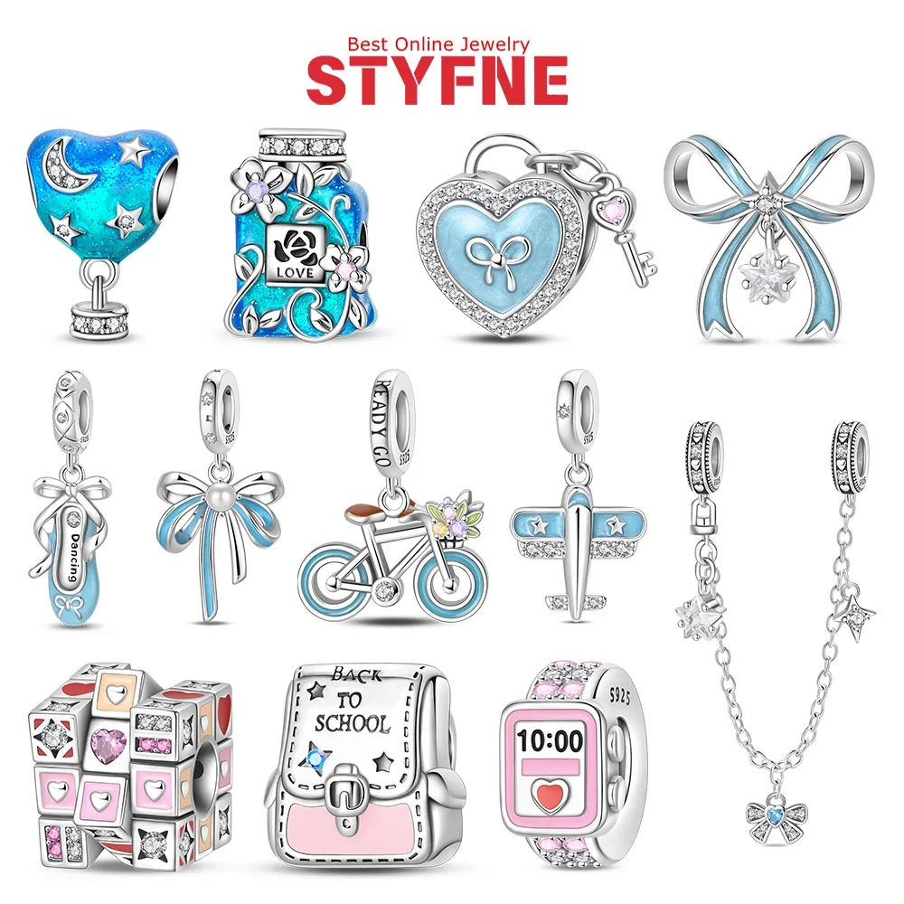 

925 Silver Love Lock Perfume Bottle Hot Air Balloon Ballet Shoes Charms Pendants Fit Original Bracelets DIY Women Jewelry Gift