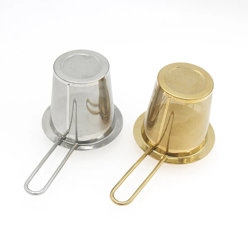 

304 Stainless Steel Tea Infuser Extra Fine Mesh Long Handle Collapsible Hanging on Teapot Cup Mug Golden Loose Leaf Tea Strainer