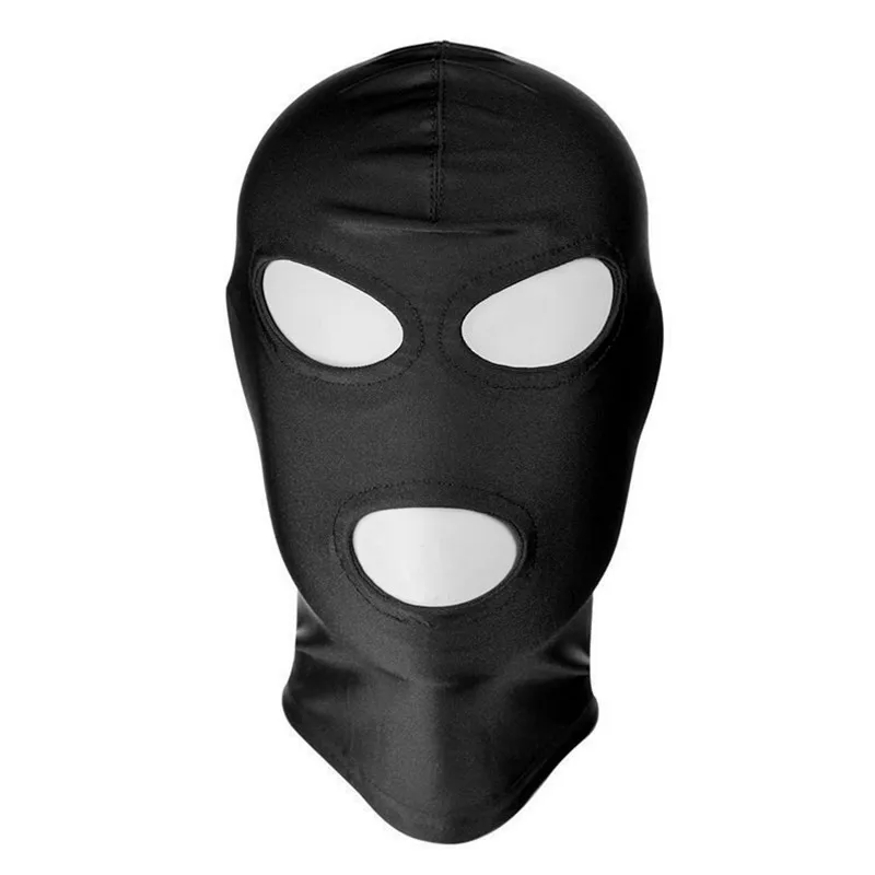 Sex Black Head Bondage Hood Mask Open Eye Mouth With Zipper Erotic Couple Flirting Toys Adjustable mask Cosplay