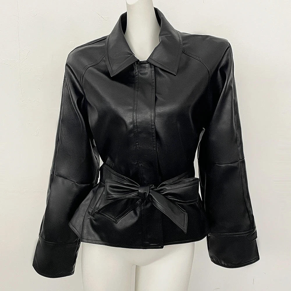 

Faux Leather Jackets Leather Trench Coat for Women New Coats and Jackets Outerwear Good Quality Clothes Women's Long Sleeve Top