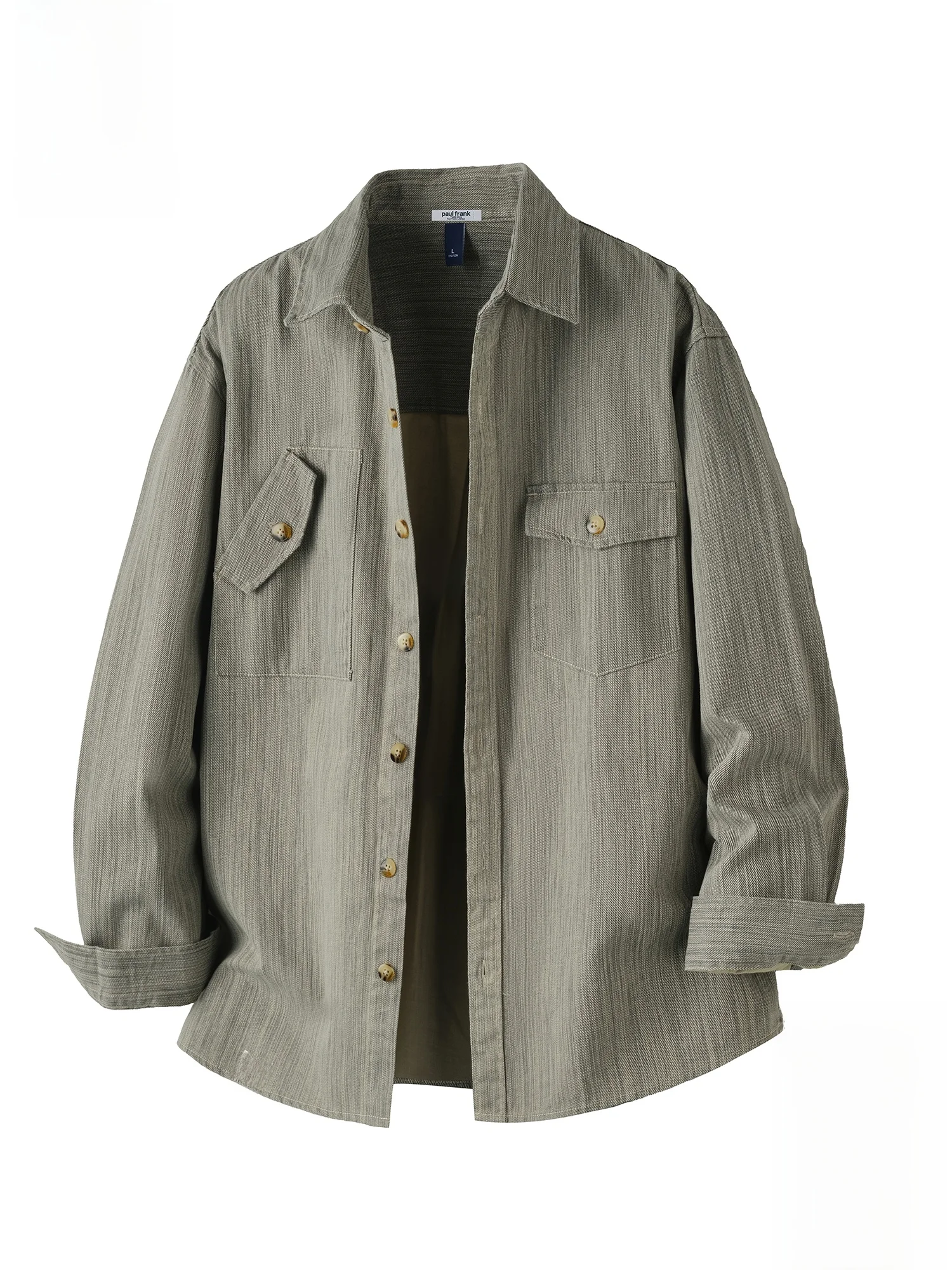 

Рубашка PaulFrank с длинным рукавом, хлопковая, для работы, мужская, повседневная, весенняя, модная, свободного кроя, с карманами, не требует глажки