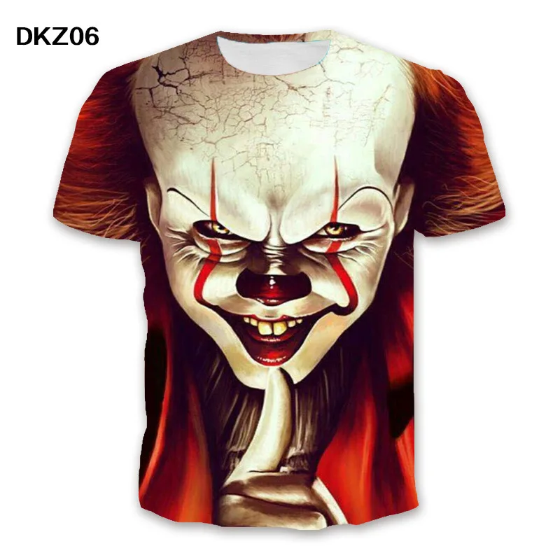 Hot New Pattern T-shirt Clown Theme Men\'s T-shirt 3D Printed Halloween Short Sleeve Printed Costume Street Fashion Punk&Gothic