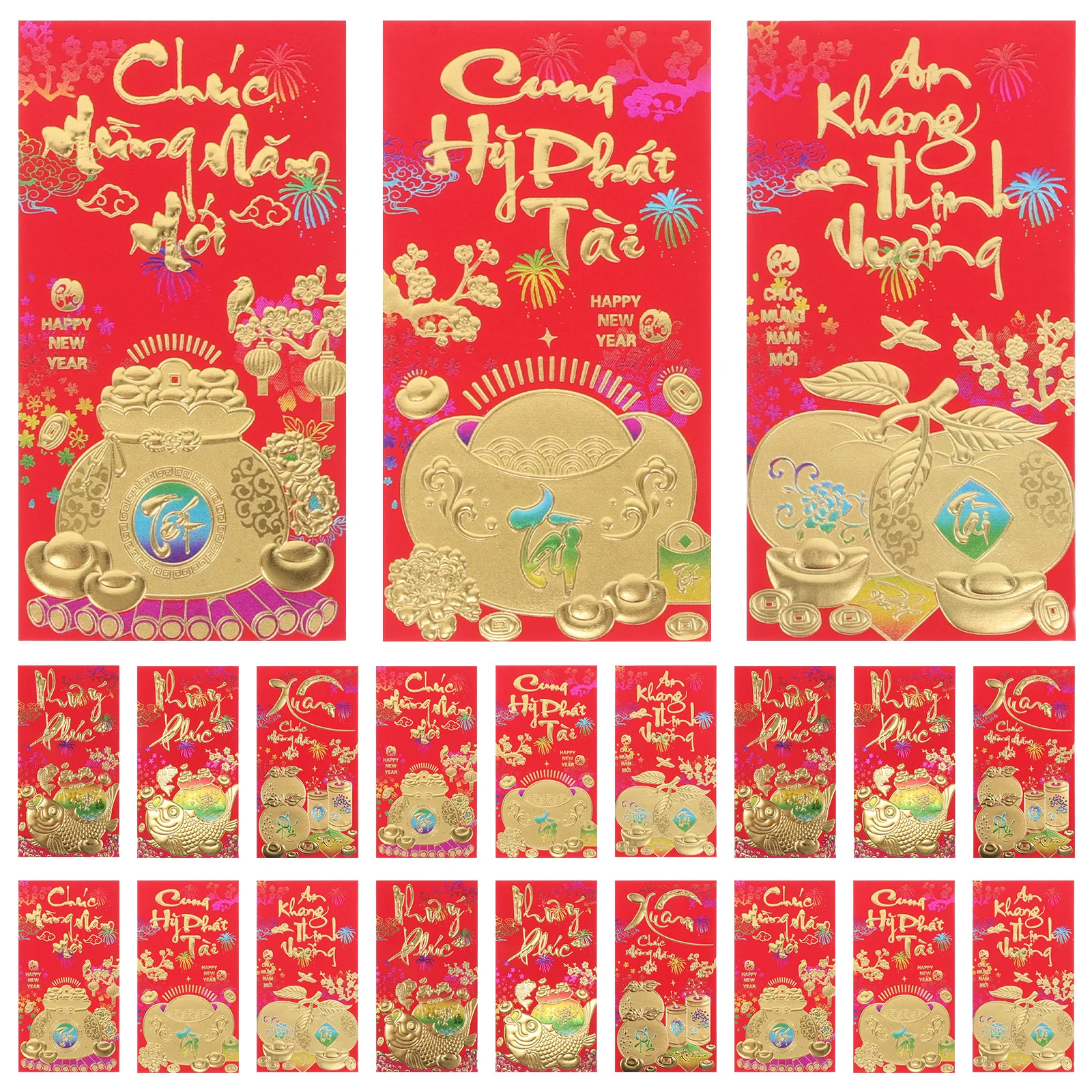 48Pcs Lunar New Year Red Packets Stylish Design Traditional Party Supplies for Vietnamese Festivities Red Packet Envelope