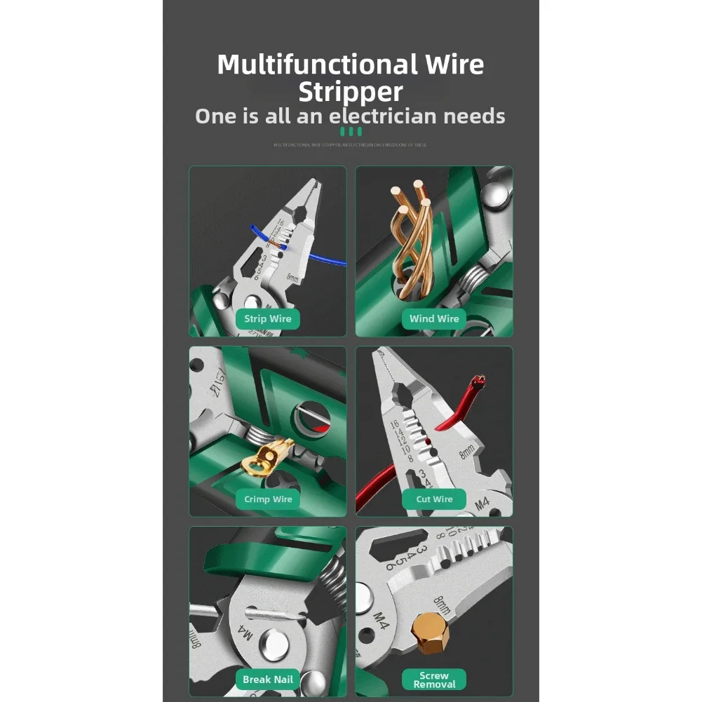 

Щипцы для зачистки проводов из нержавеющей стали 22 в 1 с эргономичной ручкой Многофункциональный электрический инструмент для обжима и намотки