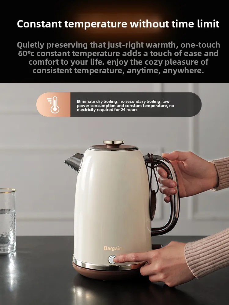 2026 New 316L Stainless Steel Electric Kettle, All-in-One Boil & Keep Warm Thermostatic Hot Water Kettle for Home
