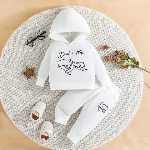 신생아 아기 Baoan 정장 소년 소녀 3-24 개월 귀여운 캐주얼 편지 긴 소매 후드 티셔츠 바지