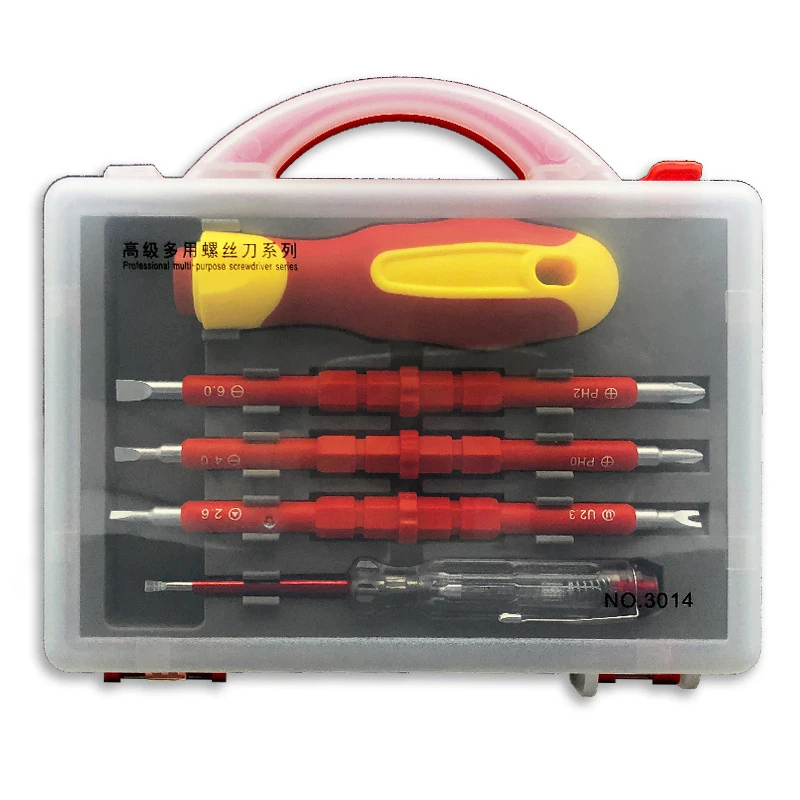 5-in-1 insulated multi-purpose dual-purpose screwdriver, electrified pen, magnetic electrician insulated screwdriver tool set