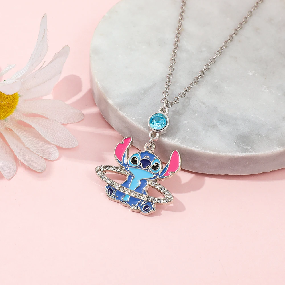 لطيف غرزة الملاك قلادة مع زحل حجر الراين الكرتون المينا قلادة للجنسين الأزياء والمجوهرات هدية #5