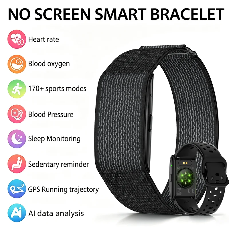 LIGE Screenless Smartwatch Men Women Blood Pressure Stress Health Fitness Tracker Waterproof Sport GPS Trajectory Smart Bracelet