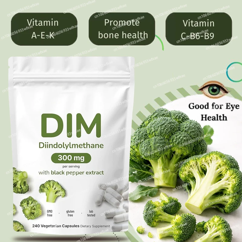 

DIM Supplement with Black Pepper 240 Capsules Promote Lean Muscle Mass and Support Digestive Health,Relief Fatigue and Mood
