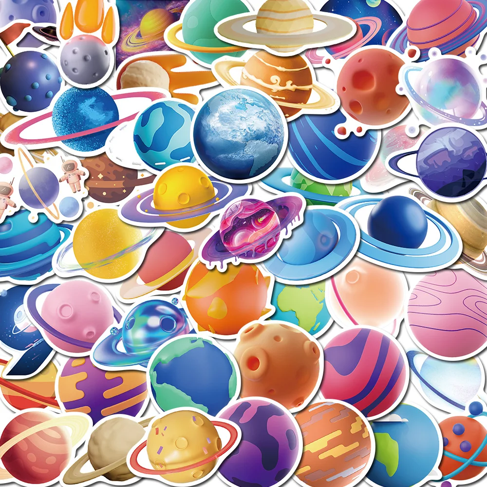 10/50PCS 3D Cartoon Planet Stickers Vintage For Gift Kids DIY Notebook Luggage Motorcycle Laptop Refrigerator Decals Graffiti