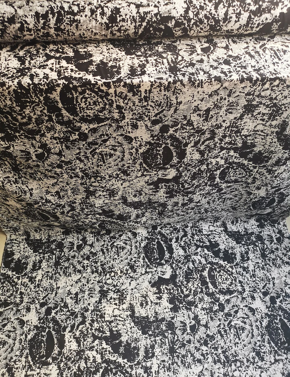 45'' Breit pro Meter Schwarz Weiß Abstraktes Muster Seide Baumwollstoff Natürliches Hemdmaterial – Detail 6